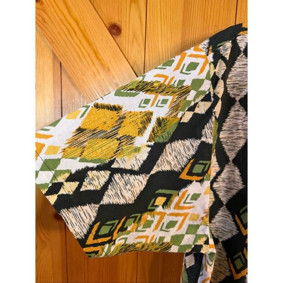 Y2K Stacy Adams Tribal Aztec Print Shirt  Men’s Linen Blend Streetwear XXL (6434 - Picture 2 of 5